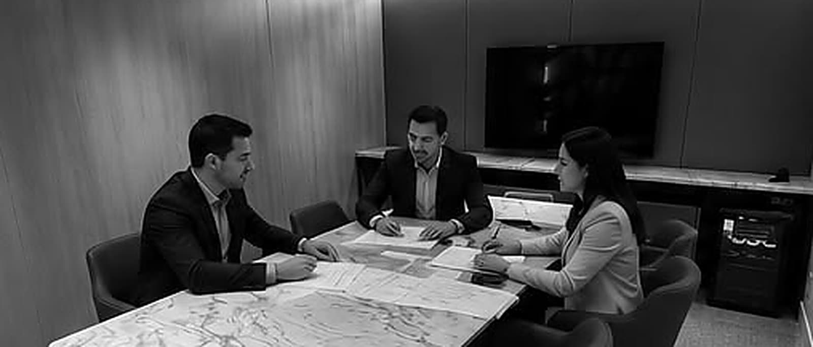 Sala de reunião da VHFA Capital — atendimento no Cabral